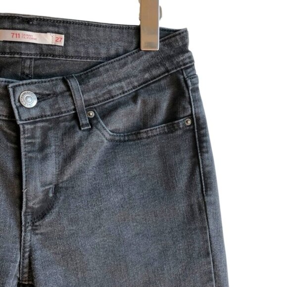 Levi’s 711 Skinny Jeans Soft Black Size 27 Mid Rise Stretch - Picture 6 of 15